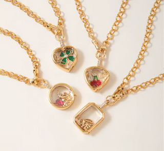 Collar Locket transparente para charms y recuerdos