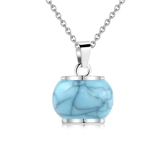 Colgante urna para cenizas de piedra azul – Joya conmemorativa con cadena de 55 cm