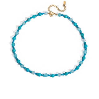 Collar de cuentas azul ajustable 39 cm + 5 cm resistente al agua hipoalergénico