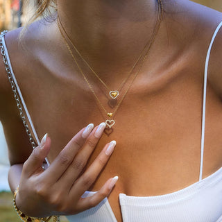 Collares Dorados Corazón con Circonitas | Acero Inoxidable