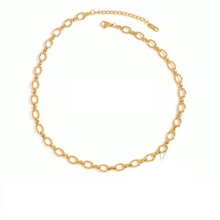 Collar cadena dorada de eslabones anchos – Acero inoxidable