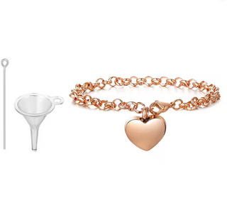 Pulsera de acero inoxidable para cenizas con colgante de corazón