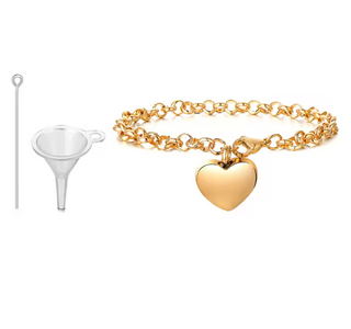 Pulsera de acero inoxidable para cenizas con colgante de corazón