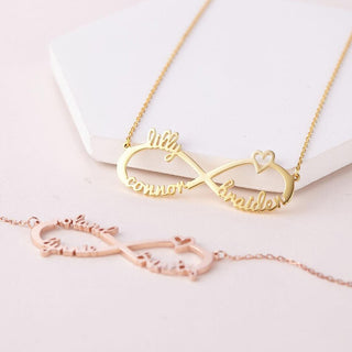 Collar Infinito Personalizado en Acero Inoxidable Bañado en Oro 14k – Amor Eterno