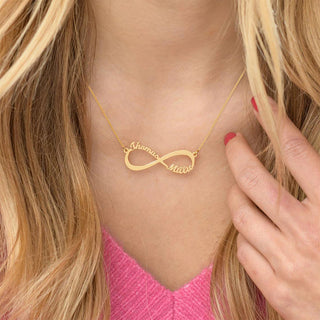 Collar Infinito Personalizado en Acero Inoxidable Bañado en Oro 14k – Amor Eterno
