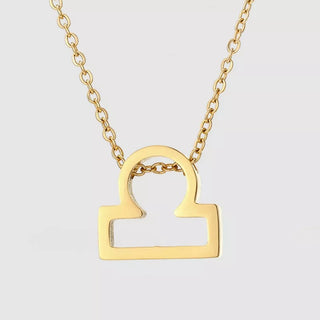 Collar Zodiaco de Acero Inoxidable Bañado en Oro 14 k – Joya Personalizada Signo Astrológico