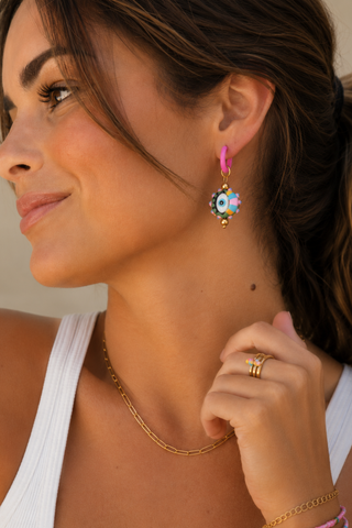 Pendientes de Colores de Acero Inoxidable con Cuentas de Cristal