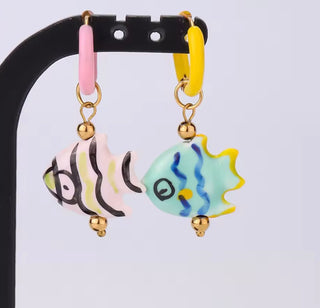 Pendientes Pez de Acero Inoxidable | Pendientes Originales de Colores