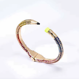 Brazalete rígido multicolor tipo lápiz de acero inoxidable | Pulsera abierta ajustable