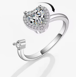 Anillo antiestrés giratorio corazón | Anillo ansiedad ajustable con circonitas