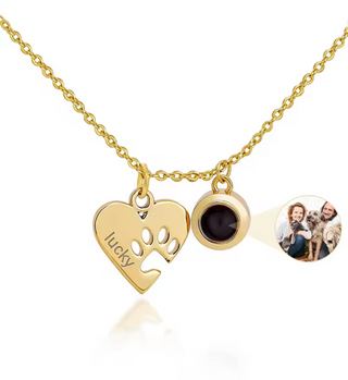 Collar personalizado con foto y huella de perro en forma de corazón