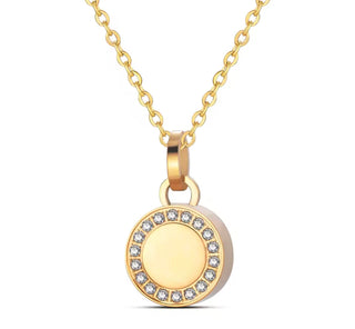 Collar para Cenizas Redondo con Circonitas | Joya Conmemorativa de Acero Inoxidable
