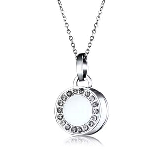 Collar para Cenizas Redondo con Circonitas | Joya Conmemorativa de Acero Inoxidable
