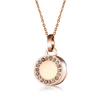 Collar para Cenizas Redondo con Circonitas | Joya Conmemorativa de Acero Inoxidable