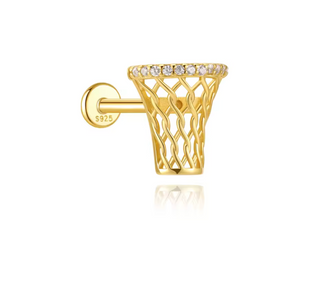 Pendientes de plata 925 bañados en oro | Baloncesto, Golf, Tenis y Fútbol Americano
