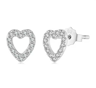 Pendientes Corazón Plata de Ley 925 con Circonitas – Acabado Plata u Oro