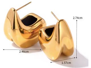 Pendientes Dorados Gruesos de Acero Inoxidable 316L – Diseño Moderno y Elegante