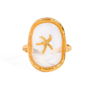 Anillo Ajustable de Acero Inoxidable con Estrella de Mar | Waterproof e Hipoalergénico