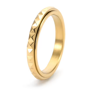 Anillo Antiestrés Giratorio de Acero Inoxidable – Diseño Geométrico 3 mm