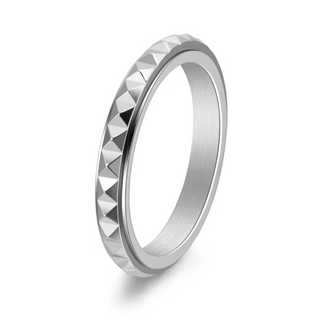 Anillo Antiestrés Giratorio de Acero Inoxidable – Diseño Geométrico 3 mm