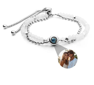 Pulsera doble con foto personalizada | Acero inoxidable y piedras