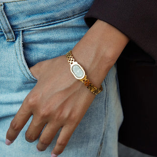 Brazalete estilo reloj de acero inoxidable – Diseño elegante