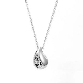 Colgante memorial para cenizas en forma de lágrima con corazones negros - joya en plata
