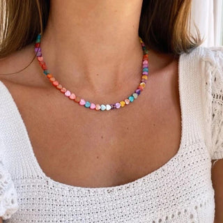 Collar de Nácar con Corazones Multicolor | Collar de Cuentas Veraniego