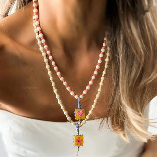 Collar de Cuentas Naturales Multicolor para Mujer