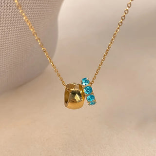 Collar de piedras de nacimiento con circonitas — Acero inoxidable 14K dorado o plateado