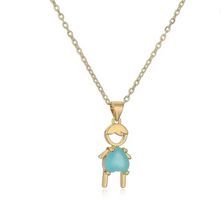 colgante niño azul collar corazón dorado regalo mamá