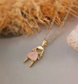 collar niña piedra corazón rosa baño de oro white and you