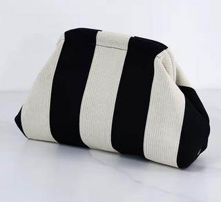 Neceser rayas rosa y verde – Estilo clutch de tejido flexible