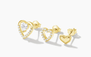 pack de pendientes de corazón en plata 925