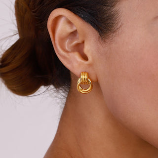 Pendientes de Acero Inoxidable Dorado | Diseño Moderno & Waterproof