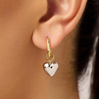 Pendientes Corazón Bicolor Oro y Plata en Plata de Ley 925