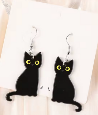 Pendientes Halloween Gato Negro y Gato Esqueleto