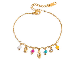 Pulsera de Acero Inoxidable con Ositos y Charms de Colores | Waterproof e Hipoalergénica