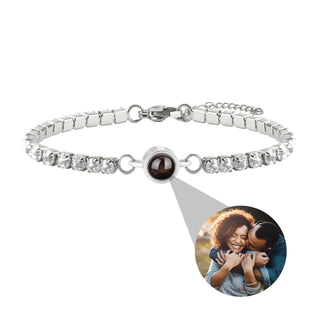 Pulsera con foto proyectada y circonitas de colores – Acero inoxidable