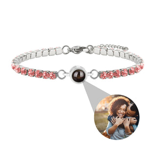 Pulsera con foto proyectada y circonitas de colores – Acero inoxidable
