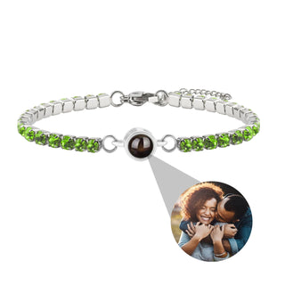 Pulsera con foto proyectada y circonitas de colores – Acero inoxidable
