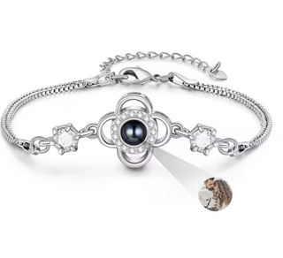 pulsera con foto dentro en forma de trebol