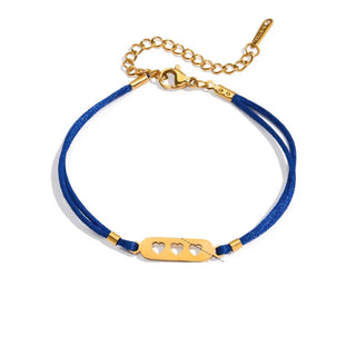 Pulsera de hilo con charm dorado – LOVE, corazones o lazo – Ajustable e hipoalergénica