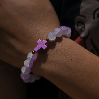 Pulsera Cuentas de Vidrio con Cruz – Colores Pastel Variados
