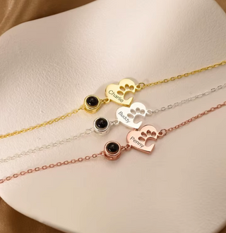 Pulsera con Foto de Mascota Dentro y Huella Personalizada