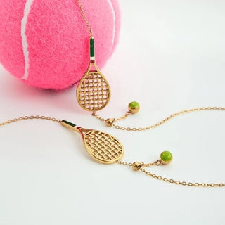 Collar Raqueta de Tenis – Acero Inoxidable Dorado Hipoalergénico