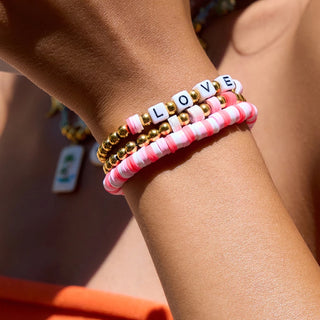 Pack 3 Pulseras de Arcilla Polimérica y Acero Inoxidable – Letras, Dorado y Colores Verano